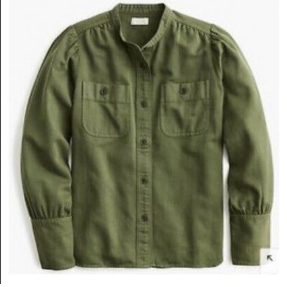J.Crew Point Sur olive green button down shirt size XS